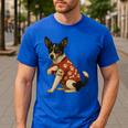 I Love Dad Tattoo Rat Terrier Dad Men's Casual T-Shirt Royal Blue I Love Dad Tattoo Rat Terrier Dad Men's Casual T-Shirt Royal Blue