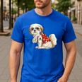 I Love Dad Tattoo Shih Tzu Dad Father's Day Men's Casual T-Shirt Royal Blue