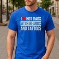 I Love Hot Dads With Beards And Tattoos I Heart Hot Dads Men's Casual T-Shirt Royal Blue