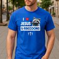 I Love Jesus And Raccoons Mom Dad Christian Love Jesus Bible Men's Casual T-Shirt Royal Blue