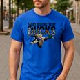 Mallard Duck Hunting Camo Easily Distracted Duck Dad Men's Casual T-Shirt Royal Blue
