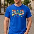 Master Builder Dad Birthday Boy Building Bricks Blocks Daddy Men's Casual T-Shirt Royal Blue