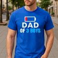 Matching Father's Day Low Battery Dad Of 3 Boys Men's Casual T-Shirt Royal Blue
