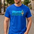 Mermaid Dad Mermaid Papa Grandpa Security Party Small Men's Casual T-Shirt Royal Blue