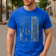 Mini Bernedoodle Dad Camo USA Flag DESIGN ON BACK Men's Casual T-Shirt Royal Blue Mini Bernedoodle Dad Camo USA Flag DESIGN ON BACK Men's Casual T-Shirt Royal Blue