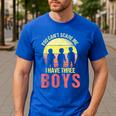 Mom Of 3 Boys Dad I Have Three Boys Dad Of 3 Boys Mom Of 3 Men's Casual T-Shirt Royal Blue