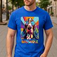 Mom & Dad Of a Basshole Basset Hound With Glasses -Adults Short Sleeve Men's Casual T-Shirt Royal Blue