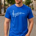 Musical Notes Music Dad Text In Treble Clef T-Shirt T-Shirt Men's Casual T-Shirt Royal Blue