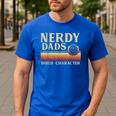 Nerdy Dads Build Character Retro Fathers Day Daddy Papa Men Men's Casual T-Shirt Royal Blue
