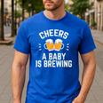 New Dad Baby Shower Cheers A Baby Is Brewing Men's Casual T-Shirt Royal Blue New Dad Baby Shower Cheers A Baby Is Brewing Men's Casual T-Shirt Royal Blue