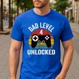 New Dad Shirt Dad Level 4 Unlocked For 4 Kids Gaming Men's Casual T-Shirt Royal Blue