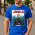 Newfoundland Dog Newfie Lab Jowls Burger Dog Mom Dad Men's Casual T-Shirt Royal Blue