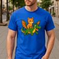 Orange Cat Dragon Riding Animal Lover Mom Dad Kids Men's Casual T-Shirt Royal Blue Orange Cat Dragon Riding Animal Lover Mom Dad Kids Men's Casual T-Shirt Royal Blue