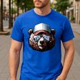 Papa Bear Face Cool Dad Style Retro Fathers Day Daddy Bear Men's Casual T-Shirt Royal Blue