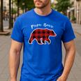 PAPA Bear Men Red Plaid Christmas Pajama Family Dad Small Men's Casual T-Shirt Royal Blue
