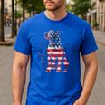 Patriotic Pitbull American Flag 4th Of July Dog Pitbull Dad Men's Casual T-Shirt Royal Blue