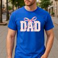 Pink Bow Dad Dad Life Best Dad Ever Father's Day Tees Men's Casual T-Shirt Royal Blue