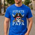 Pirate Papa Skull Family Matching Costume Dad Grandpa Men Men's Casual T-Shirt Royal Blue