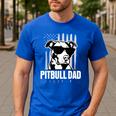 Pitbull Dad Men Pitbull Lover For Dog Dad American Flag Men's Casual T-Shirt Royal Blue