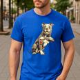 Pitbull I Love Dad Pit Bull Terrier Pettie Dog Owner Father Men's Casual T-Shirt Royal Blue