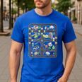 Play Cars On Dad's Back Mom's Back City Map BACK PRINT ONLY Men's Casual T-Shirt Royal Blue