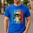 Pregnancy Announcement Dad Level Unlocked New Daddy Father Men's Casual T-Shirt Royal Blue