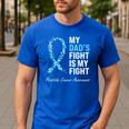 Prostate Cancer Awareness Light Blue Ribbon Dad Survivor Men's Casual T-Shirt Royal Blue