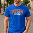 Proud Cheer Dad My Favorite Cheerleader Calls Me Dad Orange Men's Casual T-Shirt Royal Blue