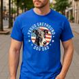 Proud Greyhound Dad American Flag Patriotic Greyhound Dad Men's Casual T-Shirt Royal Blue