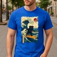 Pug Japanese Kanagawa Wave Surfing Japan Mom Dad Kids Men's Casual T-Shirt Royal Blue