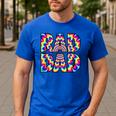 Rad Dad Trippy Hippie Tie-Dye Rainbow 70s Vibes Novelty Men's Casual T-Shirt Royal Blue