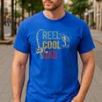 Reel Cool Dad Fishing Shirt Father's Day Fisherman Men's Casual T-Shirt Royal Blue