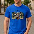 Retro Camo Dad Hunting Camouflage Deer Matching Men's Casual T-Shirt Royal Blue