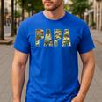 Retro Camo Hunting Papa Old Camo Dad Father’s Day Daddy Men's Casual T-Shirt Royal Blue