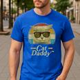 Retro Cat Daddy 80s 90s Style Sunglasses Men's Casual T-Shirt Royal Blue