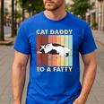 Retro Fat Chonk Dad Tee Cat Daddy To A Fatty Men's Casual T-Shirt Royal Blue Retro Fat Chonk Dad Tee Cat Daddy To A Fatty Men's Casual T-Shirt Royal Blue