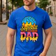 Retro Ice Cream Drip Softball Dad Game Day Dad Father's Day Men's Casual T-Shirt Royal Blue