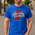 Retro Vintage US States Hoosier Daddy State Outline Desig Men's Casual T-Shirt Royal Blue Retro Vintage US States Hoosier Daddy State Outline Desig Men's Casual T-Shirt Royal Blue