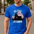 We Ride At Dawn Lawnmower Lawn Mowing Dad Vintage Men Men's Casual T-Shirt Royal Blue