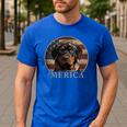 Rottie Dog Mom Dad 'Merica Rottweiler Men's Casual T-Shirt Royal Blue