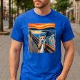 The Scream Cat Parody For Kitty Cat Lover Cat Mom Cat Dad Men's Casual T-Shirt Royal Blue