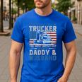 Semi Truck Driver Trucker Daddy Husband US American Flag Men's Casual T-Shirt Royal Blue
