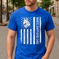 Shepherd Dad USA Flag White German Shepherd Men's Casual T-Shirt Royal Blue Shepherd Dad USA Flag White German Shepherd Men's Casual T-Shirt Royal Blue
