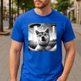 Shiba Inu Dog Dad Mom Graphic Selfie UFOs Weird Aliens Men's Casual T-Shirt Royal Blue