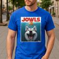 Siberian Husky Jowls Sled Dog Mom Top Alaskan Dog Dad Men's Casual T-Shirt Royal Blue