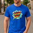 Super Dad Comic Book Superhero Father's Day Men's Casual T-Shirt Royal Blue