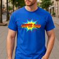 Super Dad Family Matching Superhero Comics Set Fathers Day Men's Casual T-Shirt Royal Blue