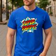 Super Daddy Comic Book Superhero Father's Day Men's Casual T-Shirt Royal Blue