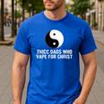 Thicc Dads Who Vape For Christ Father Day Men's Casual T-Shirt Royal Blue