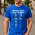 Tricks I Teach My Cat Cat Owner Kitten Dad Mom Kitty Men's Casual T-Shirt Royal Blue